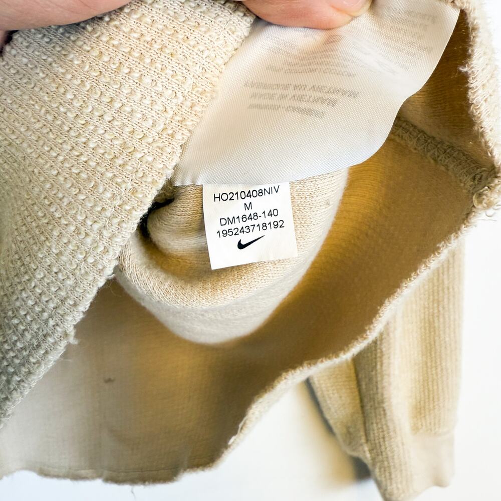 Nike Womens Waffle Grid Relaxed Fit Pullover Sweatshirt Beige DM1648 - M - Picture 6 of 11